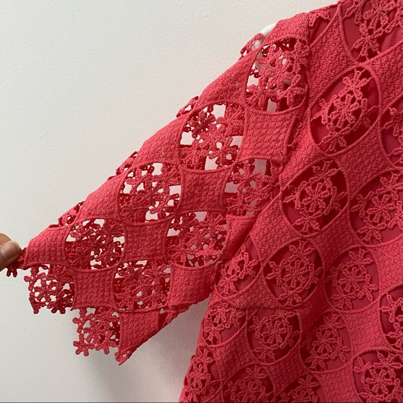 ALYA PEACH CROCHET SHORT SLEEVE MINI DRESS - Picture 3 of 8